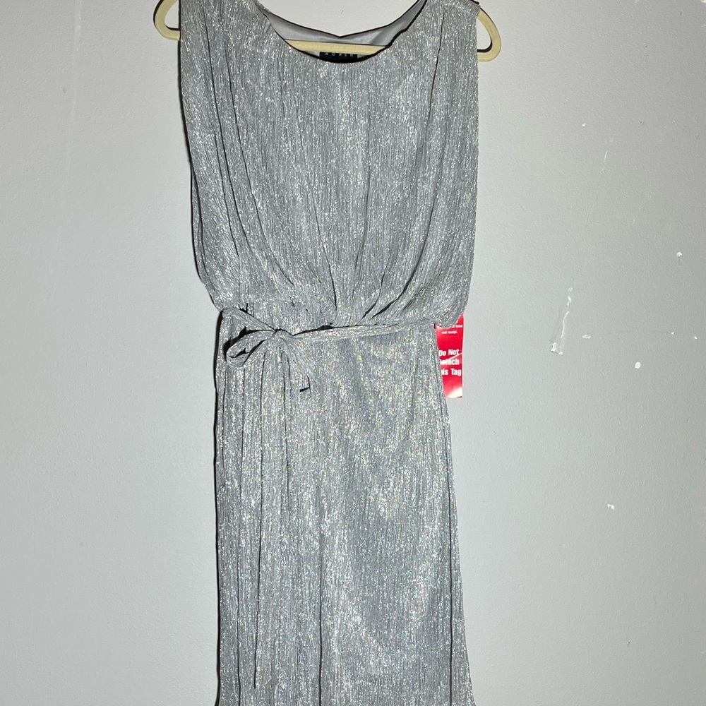 Enfocus Studio Womans Dress size 14 Cocktail Silver shimmery Fully Lined